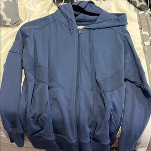 Oversized Blue Hoodie with Zipper